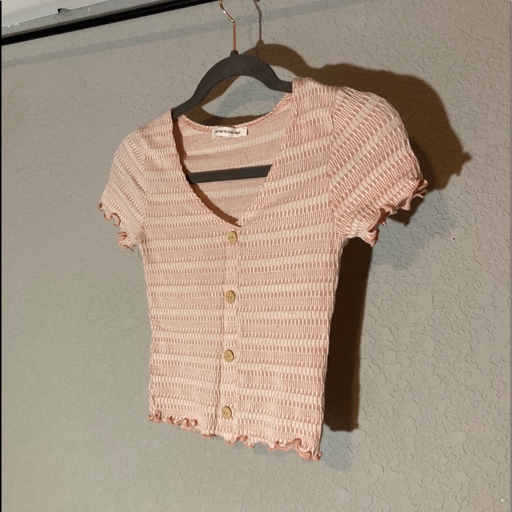 Soft Pink and White Crop Top